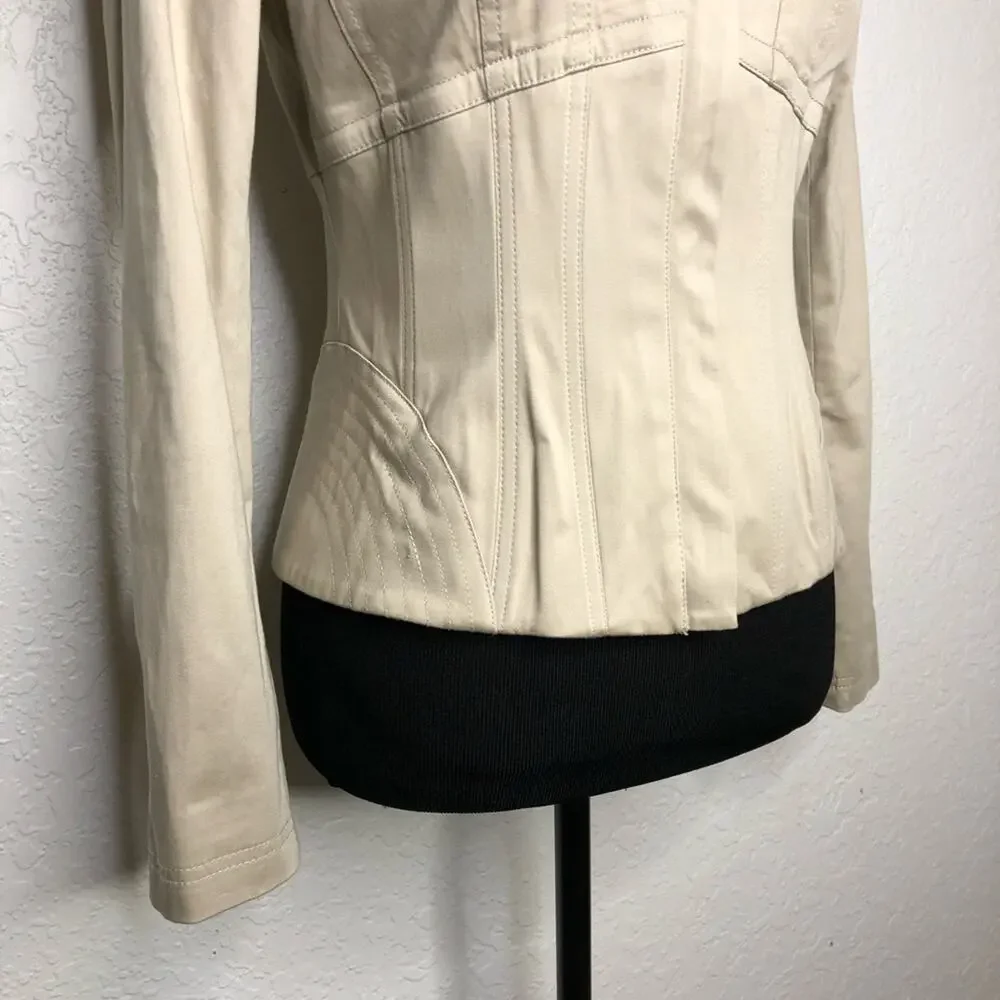 WHBM cream tan zip front blazer jacket size 2